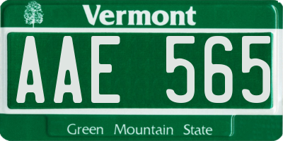 VT license plate AAE565