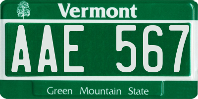 VT license plate AAE567