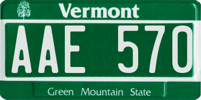 VT license plate AAE570