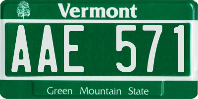 VT license plate AAE571