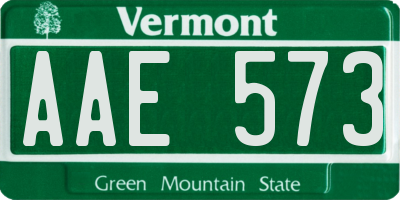 VT license plate AAE573