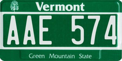 VT license plate AAE574