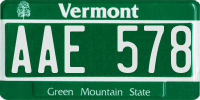 VT license plate AAE578