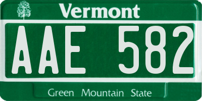 VT license plate AAE582