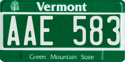 VT license plate AAE583