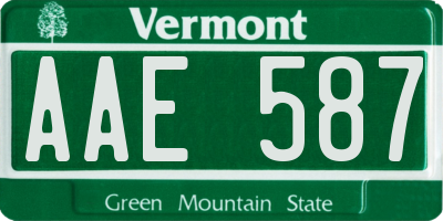 VT license plate AAE587
