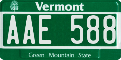 VT license plate AAE588