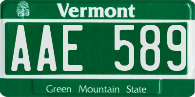 VT license plate AAE589