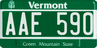 VT license plate AAE590