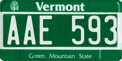 VT license plate AAE593