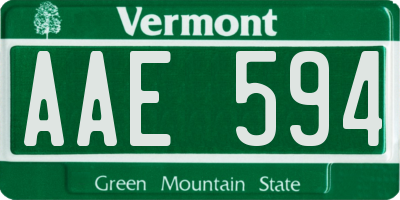 VT license plate AAE594