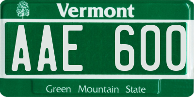 VT license plate AAE600