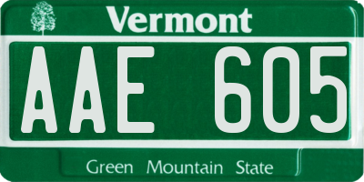 VT license plate AAE605