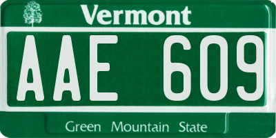 VT license plate AAE609