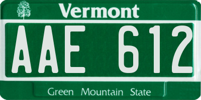 VT license plate AAE612