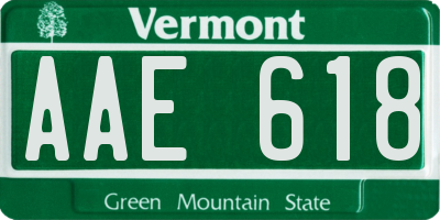 VT license plate AAE618