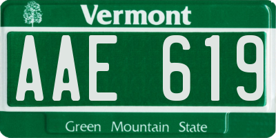 VT license plate AAE619