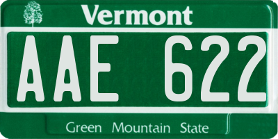 VT license plate AAE622