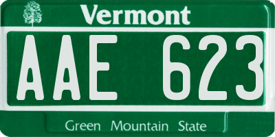 VT license plate AAE623