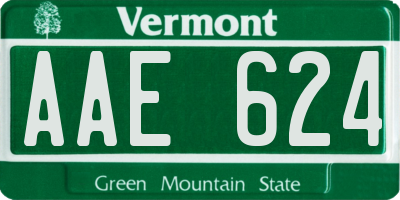 VT license plate AAE624