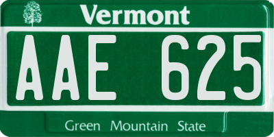 VT license plate AAE625