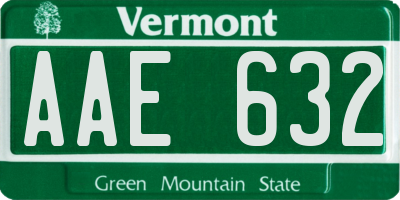 VT license plate AAE632