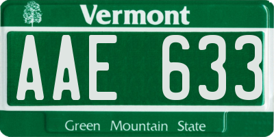 VT license plate AAE633