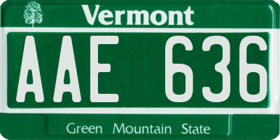 VT license plate AAE636