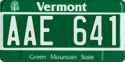 VT license plate AAE641