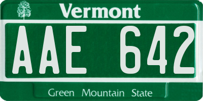 VT license plate AAE642