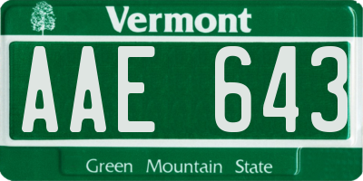 VT license plate AAE643