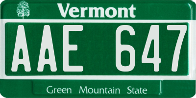 VT license plate AAE647