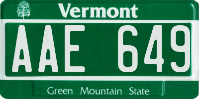 VT license plate AAE649