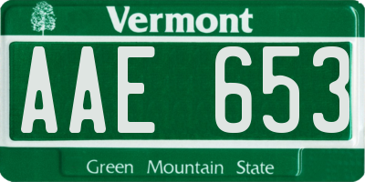 VT license plate AAE653