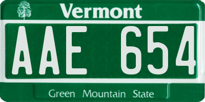 VT license plate AAE654