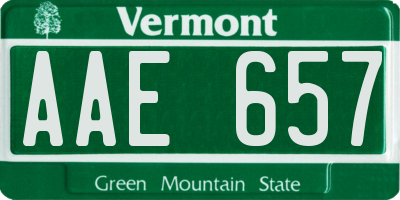 VT license plate AAE657