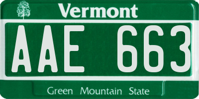 VT license plate AAE663