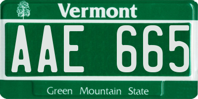 VT license plate AAE665