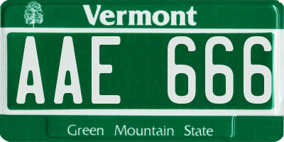 VT license plate AAE666