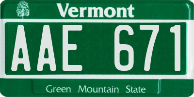 VT license plate AAE671