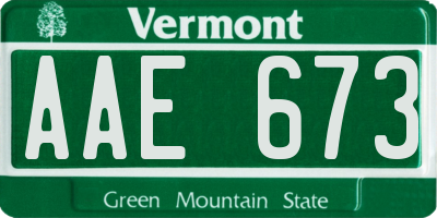 VT license plate AAE673
