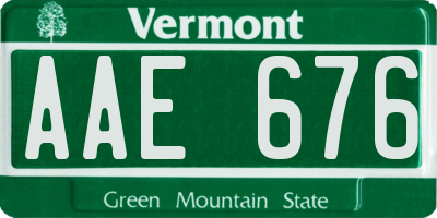 VT license plate AAE676