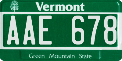 VT license plate AAE678