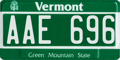 VT license plate AAE696