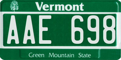 VT license plate AAE698