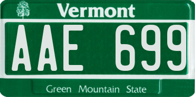 VT license plate AAE699