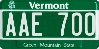 VT license plate AAE700