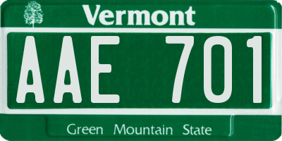 VT license plate AAE701