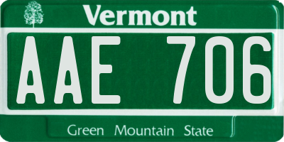 VT license plate AAE706