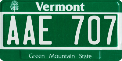 VT license plate AAE707